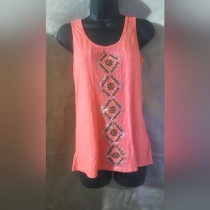 "Maurice's" Orange/Pink Studded Tank Top